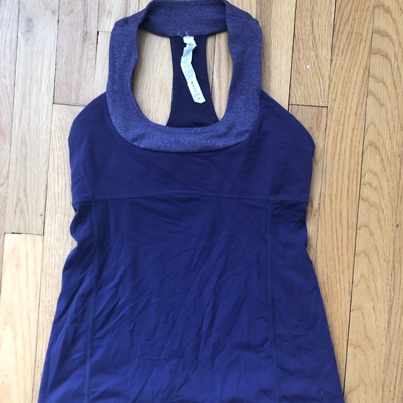 lululemon athletica Tops - lululemon Purple T Back Athletic Shirt with Bra